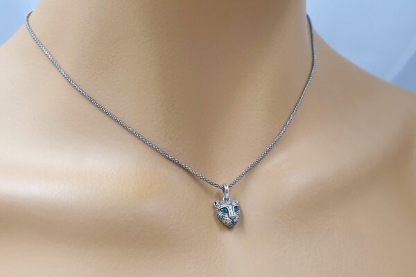 Pendente pantera con occhi di smeraldo e cubic zirconia. PD0527 - immagine 2